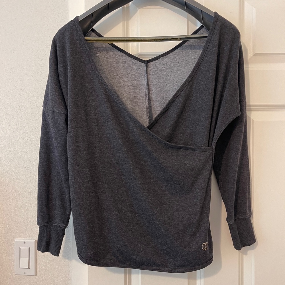 Deep V-Cut Front & Back Charcoal Gray Sweatshirt